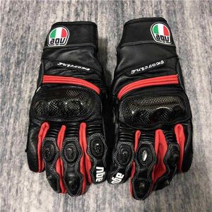 Aagv Gloves High End Summer Season Agv Carbon Fiber Riding Gloves Heavy-duty Motorcycle Racing Leather Anti Drop Waterproof and Comfortable 4eo4