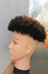 Afro Curly Human Hair Man Toupee Black Color Short Indian Remy Hair Mens Wig Hairpiece T For Men9302983