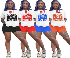 Women Black Lives Matter Tracksuit 디자이너 2 피스 의류 럭셔리 짧은 슬리브 의상 브랜드 스포츠웨어 Tshirt 반바지 세트 D657464366