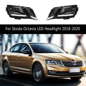Auto Zubehör Front Lampe Für Skoda Octavia LED Scheinwerfer Montage 18-20 Tagfahrlicht Streamer Blinker Anzeige