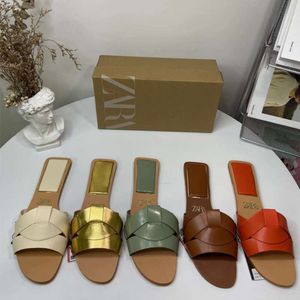 ZA2023 Новые летние сандалии с плоской подошвой и квадратной головкой, простые и универсальные внешние тапочки для женской обуви