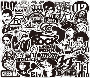50PCS Black and White Rock Band Stickers Waterproof Cool Pegatina For Skateboard Motorcycle Laptop8927487