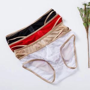 Kesintisiz See-Through Men's Briefs Nefes Alabilen Adam İç Çamaşırı Şeffaf Seksi G-String Erkek Yaz Panties