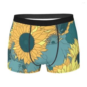 Underpants Nostalgic Sunflower Pattern Yellow Men Boxer Briefs Loyal And Proud Flower Highly Breathable High Quality Birthday