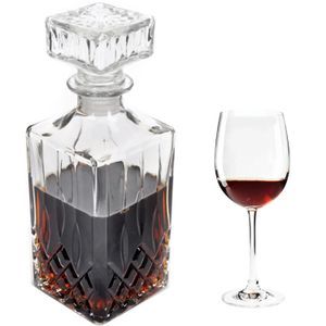 Behokic 1000ml European Style Square Glass DIY Wine Beer Whisky Decanter Drink Water Juice Tea Milk Jug Pitcher Bottle with Lid 240122