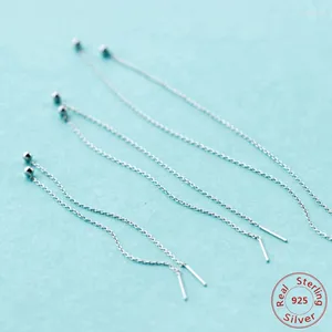 Orecchini pendenti 1 paio moda donna S925 argento catena lunga infila orecchio gioielli goccia sterlina piercing gingillo