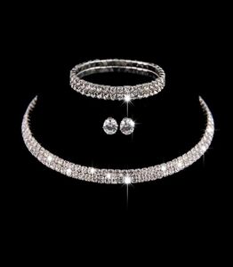 Conjuntos de três peças de luxo jóias de noiva gargantilha colar brincos pulseira acessórios de jóias de casamento estilo moda noivado part9620950