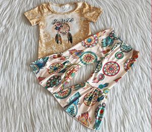 子供の服の幼児の女の子の衣装半袖ベルボトムアウトフィット2pcsかわいい女の赤ちゃんデザイナー服