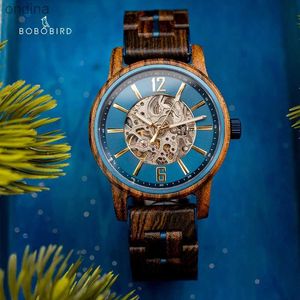 BOBO BIRD Nieuw Mechanisch voor Mannen Echt Hout Luxe Skelet Automatisch Gegraveerd Man Cadeau voor Kerstmis relojes mecnicos YQ240122