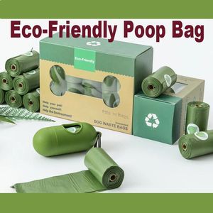 Bärare 120/240/300st Dog Poop Bag Biologisk nedbrytbar hund POOP Väskor Emofriendly Pet Waste Väskor Rengör påfyllningsrullar Pet Poop Bag Dispenser