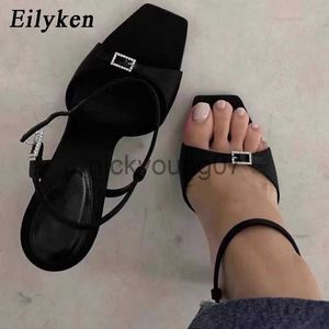 Sandaler Eilyeken Design Buckle Strap Modern Womens Sandaler Fashion Summer High Heels Sexig Peep Toe Nightclub Stripper Shoes Zapatos Mujerj240122