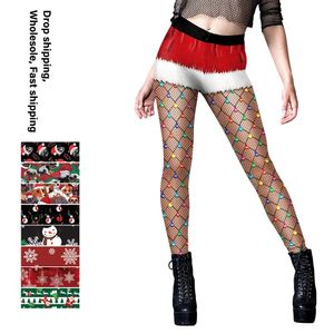 Capris VIP Fashion Women Cosplay Xmas Belt 3D Print Gifts Leggings Christmas Snowflake Mönster stretchiga mager träningsbyxor