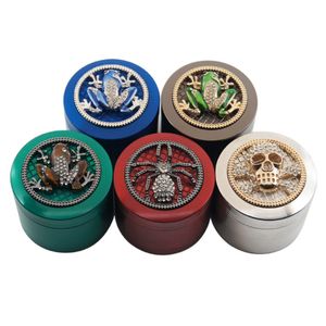 50mm 4 layers CNC teeth herb tobacco grinder zinc alloy hand mullers spice crusher frog on top grinders Smoking Accessories