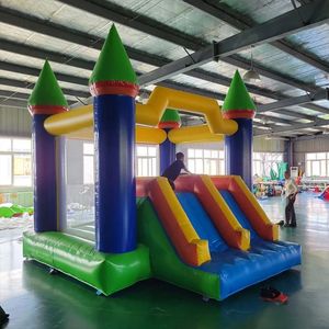 Partihandel kommersiell trampoliner PVC Bounce House Uppblåsbara barns studsslott med glidkombination Populär lekplats slott luftblåsare gratis