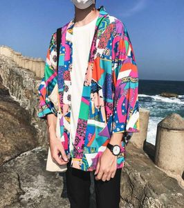 Giacca kimono giapponese da uomo cardigan stampato estate casual uomo039s giacche hip hop streetwear color block cappotti maschili capispalla3929538