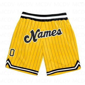Shorts masculinos personalizados ouro preto listrado preto-branco autêntico basquete 3d todo impresso praia de secagem rápida