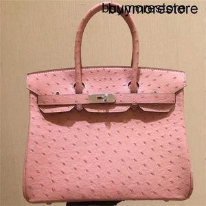 Luxury Bags Ostrich Leather Handswen High Quality Leather Handmade Leather ceramic powder gold high-endWQ6CUC