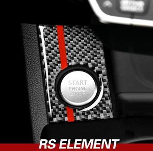 För A4 A5 Carbon Fiber Car Engine Stopp Tändtäckningstäckning Trim Key Ring Automotive Interior Stickers Decals 2017-20228600124