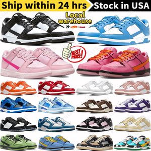 US Stock Designer Shoes White Black Panda Gray Fog Photon Dust Triple Pink UNC Argon Coast Team Gold Local Warehouse Low Casual Sneakers Mens Womens Trainers