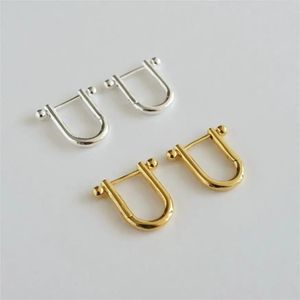 Earrings 18K Gold REAL. Authentic 925 Sterling silver Horseshoe "U"Shape Ear Piercing Stud earrings Jewelry CC1196