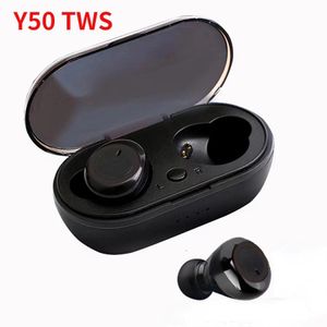Hörlurar 5/10st Y50 Partihandel Trådlös Bluetooth -headset Gamer Y50 TWS -spelare Hörlurar Blutooth HiFi -headset för telefonhandfri försäljning