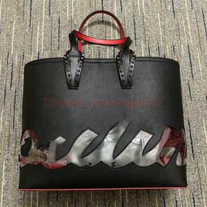 Fashion Bag Cabata Designer Totes Rivet Bolsas compostas de couro genuíno Sacos de compras famosos bolsas de compras pretas Bolsa única Sacos solteiros Bolsa de fundo vermelho