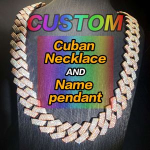 Anpassad Hiphop Moissanite Link Chain Sterling Sier Iced Out Jewelry Bling VVS Diamond Miami Cadena Cuban Necklace Men