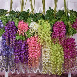 Romantiska konstgjorda blommor Simulering Wisteria Vine Wedding Decorations Longshort Plastic Silk Plant Bouquet Wedding Garden Deco3243745