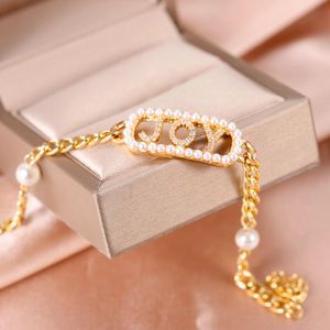 Pulseiras personalizam nomes de caligrafia pulseiras com cadeia de pérolas para mulheres personalizadas Iced Out Bracelets Best Anniversary Birthday Gifts