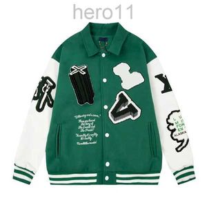 Mens Designer Leather Baseball Jacket Fashion Varsity Bomber Jackets Casual Creme White Bunny Varsity Letterman College Jacket Men Outerwear Coat Size N1D1