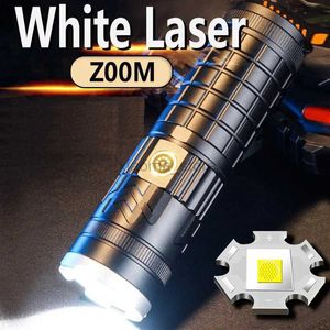 Ficklampor Super Bright Tactical ficklampa utomhus Multifuncti Light Long Range uppladdningsbar bärbar zoomvit laser genom himmelpistolen 240122