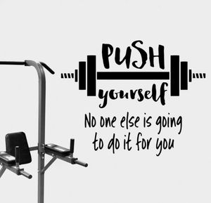 Wandaufkleber, modische Zitate, Aufkleber „Push Yourself GYM“ für Übungen, Sport, Workout, Abziehbilder, Wandbild, Fitness, Tapete 2264295