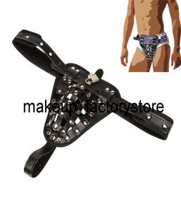 Massage Neue PU leder Männliche Keuschheit Käfig Gürtel Gerät Hose Sex Spielzeug Unterwäsche Schloss Erwachsene Erotische Penis Ringe Bondage Produkte3392098