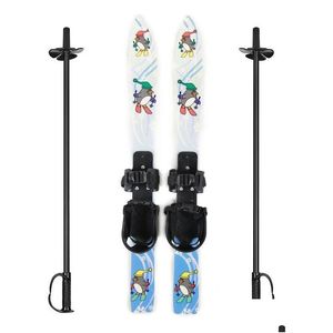 Snowboard Sci 68X6Cm Piccole Dimensioni Gioventù Bambini Set Da Sci Tavola Sci Attacchi Per Snowboard Con Asta Sport All'aria Aperta Regalo Per Bambini Blu Dhsju