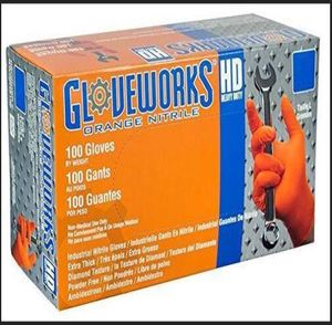 New Ammex Corporation AMXGWON48100 GLOVEWORKS HD ORANGE NITRILE GLOVES AMMEX GLOVES BOX of 100 8851552