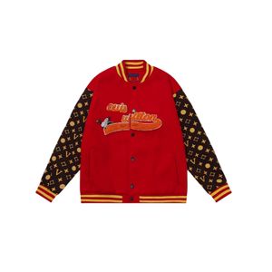 Mens Varsity Jacket Baseball Coat Men randig skarvad fast färg Varsity College Märke L Vintage Bomber Coats Hip Hop Loose Varsity Designer Jacketkläder