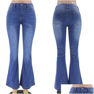 Womens Jeans Flare Women Denim Pants Blue Died Skinny Bell Bottom Mom Ladies Stretch Low Rise Trousers 2023 Drop Delivery Apparel Clot Dhtzy