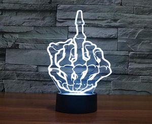 Middle Finger 3D LED Optical Illusion Sensor Lamp with Smart Touch USB Cable 7 Colors Change Atmosphere Night Light for Christma9763366