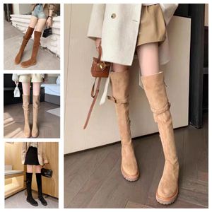Fashion boots womens Knee boots Boots Black khaki Leather Over-knee Boot Party Flat Boots Snow booties Dar
