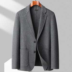 Ternos masculinos outono e inverno terno de lã para homens curto de alta qualidade tweed jaqueta casual cor sólida único oeste casaco blazer mujer