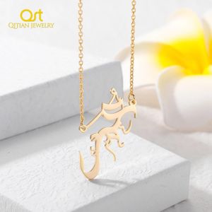 Necklaces Arabic Calligraphy Name Necklace For Women Personalized Arabic Pendant 18K Gold Plated Stainless Steel Chain Christmas Gifts