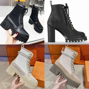 New Designer Boots Women Martin Desert Boot High Heels Ankle Boots Vintage Print Leather Boot Classic Fashion Outdoor Shoes With Box 480