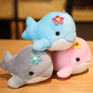 Plush Dolls 1pc Dolphin Plush Toy with Flower Cute Ocean Fish Toys Key Chain Pendant Gifts for Children Kids Toy Wedding Gifts