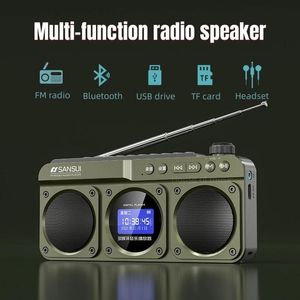 Speakers Small Portable Charging Radio with Bluetooth Multifunction Speakers LED Clock Lyrics Display Switch Between Chinese and English