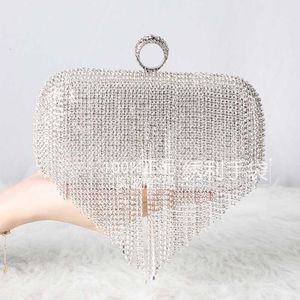 Tassel Rhinestone Dinner Bag Celebrity Portable Evening Girls' Diagonal Square Shoulder Bag