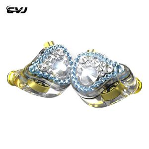 Słuchawki CVJ Shine Diamondencrusted Highquality Inear Pnered Słuchawki Przedłużenie 2,5 M kabel HiFi IEM River Zamężniejszy Księżyc CSN