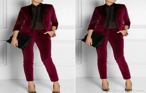 2020 Bourgogne Velvet Women Ladies Suit 2 Pieces Mother of the Bride Suits Formal Business Women039S Office Dress for Wedding MD5252172