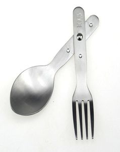 WholeGerman Army Fork Spoon Eating Utensil Repro Stainless Steel fork and spoon Hiking Camping Outdoor Tableware4983151