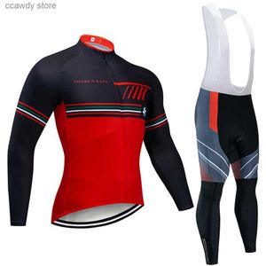 Tracksuits dos homens Ciclismo Jersey Define Pro Team Manga Longa Especializar Bicicleta Barato Ciclo Roupas Maillot Racing Bike Roupas 9D Gelh24122