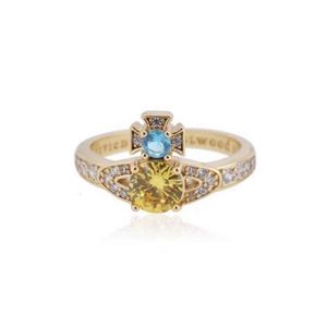 Satellite Designer Ring Women Top Quality With Box Rings Western Empress Dowager Full Diamond Ring Women's Grade Shining Great Bright Stone Full Diamond Ring